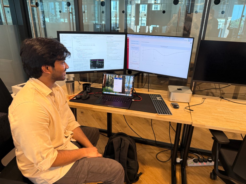 Working at the office in London